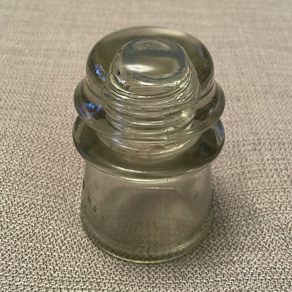 Vintage WHITALL TATUM No. 2 Clear Glass Conductor Insulator
